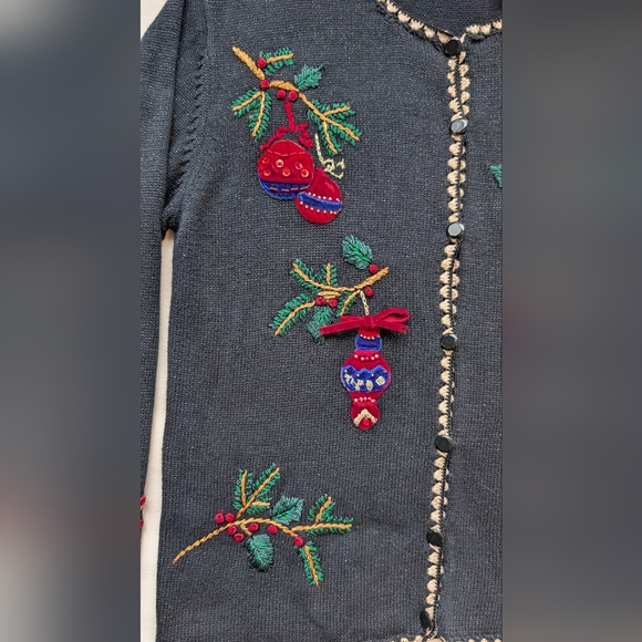 Vintage Tabi Women's Christmas Holiday Cardigan Sweater Embroidered Size M - Picture 8 of 16